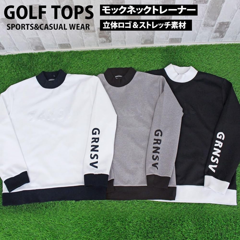 ゴールドゴルフロッカーズ チームロゴ モックネック チャコール GB GOLF（ゴールデンベア ゴルフ）（メンズ）ゴルフウェア 半袖